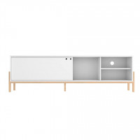 Manhattan Comfort 307AMC157 Bowery 72.83 TV Stand with 4 Shelves in White and Oak